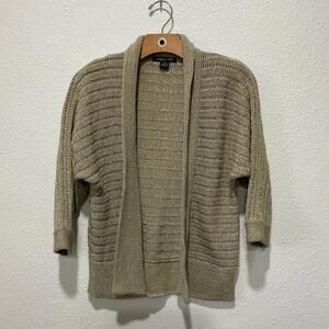 Women's Tan Crochet Cardigan Sweater